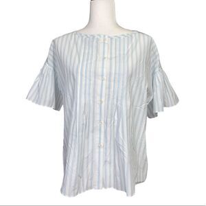 𝅺🆕 Maxmara Weekend Striped Down Button Flutter Sleeve Blouse